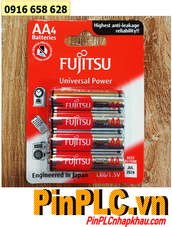 Fujitsu LR6-FU-W; Pin tiểu AA 1.5v Alkaline Fujitsu LR6-FU-W chính hãng _Xuất xứ Indonesia /Vỉ 4viên